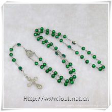Green Glass Beads Rosary, Glass Rosaries (IO-cr347)